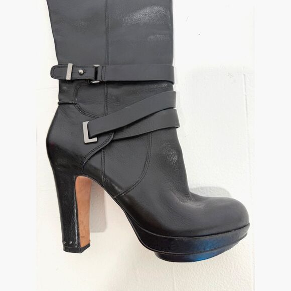 BCBG Mandy boot - Leather knee-high Moto Boots With Rubber Heel Cap - Picture 12 of 12